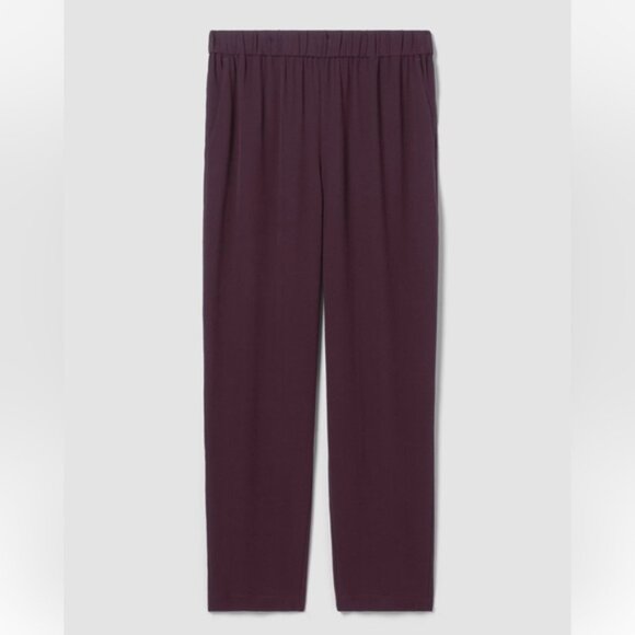 Eileen Fisher Silk Georgette Tapered Pant in Color Cassis - Picture 7 of 8